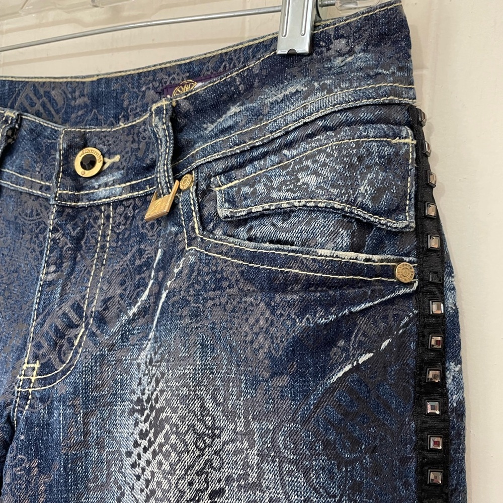 Akademiks Low Rise Boot Cut Jeans Embellished Lace Flap Pocket Women’s Size 28 - Picture 4 of 16